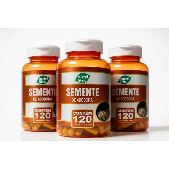 Semente de Abóbora 500mg 120 Cápsulas