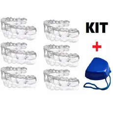 06 Placas de Silicone Moldável Aparelho Inferior e Superior + 01 Estojo Cores