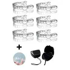 KIT 06 PLACAS MOLDEIRA PROTETOR BUCAL ANTI BRUX COM 01 ESTOJO PRETO