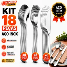 Kit Talheres Aço Inox Colheres  Garfos  Facas de Mesa Resistente Faqueiro Completo Cozinha Restaurante