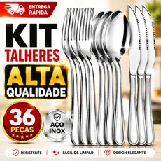 Jogo De Talheres 36 Peças Aço Inox Premium Alta Qualidade 12 Garfos 12 Facas 12 Colheres Mesa Posta Cozinha Restaurante