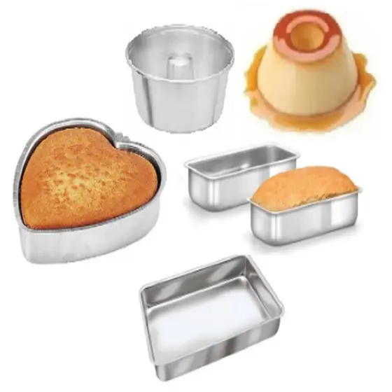 Kit Assadeiras Formas em Alumínio * Forma Bolo/Pudim, Forma Coração, Forma Retangular Alta, Forma Pão