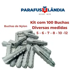 Kit 100 ou 50 Buchas Premium de Nylon Alta Qualidade para Parede Tamanho 5 - 6 - 7 - 8 - 10 -12