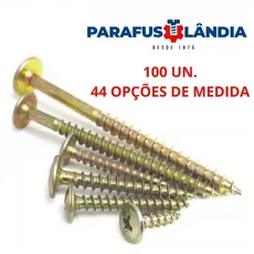 KIT 100 Parafusos Chipboard Cabeça Phillips Flangeado Para Madeira MDF  Móveis Diversas Medidas
