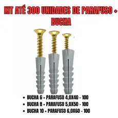 Kit até 300 Parafusos e Buchas Nylon Nº 6 8 10 Para Fixação Parede Concreto Alvenaria