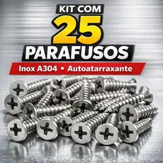 Kit 25 Parafusos Inox A304 Autoatarraxante | Cabeça Chata Philips