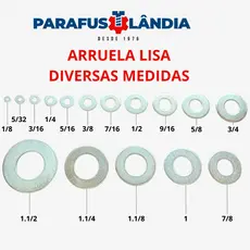 Arruela Lisa Ferro Zincada 5/32 - 3/16 - 1/4 - 5/16 - 3/8 - 7/16 - 1/2 - 5/8 - 9/16 - 3/4 - 7/8