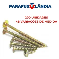 Kit 200 Parafusos para Madeira MDF | Chipboard Cabeça Flangeada