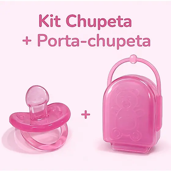 KIT CHUPETA DE SILICONE RN + PORTA CHUPETA FASE 1 ORTO OU REDONDO pepeta