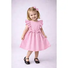 Vestido + lacinho cabelo Menina Infantil Bebe Rosa Babadinho Fresquinho verão Leve Dia a Dia Calor