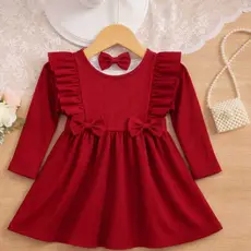 Vestido Infantil Bebê Menina Manga Longa com Babados e Laços 🎀✨ – Elegante e Confortável