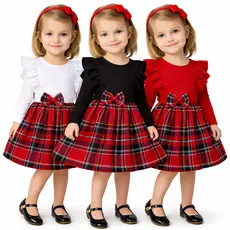 👶🎀 Vestido Bebê Menina Infantil Manga Longa Inverno Confortável + Tiara | Veste 1 a 4 Anos