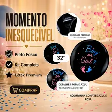 Balão Chá Revelação 32 Polegadas Gigante Boy or Girl com Con