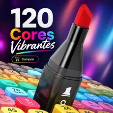 KIT CANETA PONTA DUPLA 120 CORES COM ESTOJO - para artistas, estudantes e amantes do artístico.