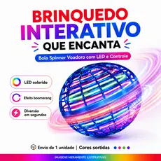 Bola Voadora Spinner LED com Controle Recarregável USB Efeito Boomerang