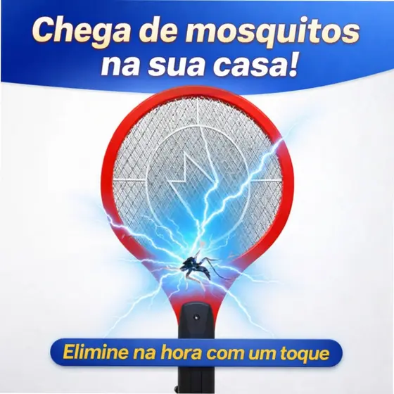 Raquete Elétrica Mata Mosquito Recarregável Bivolt Mata Pernilongo Dengue Sem Pilha