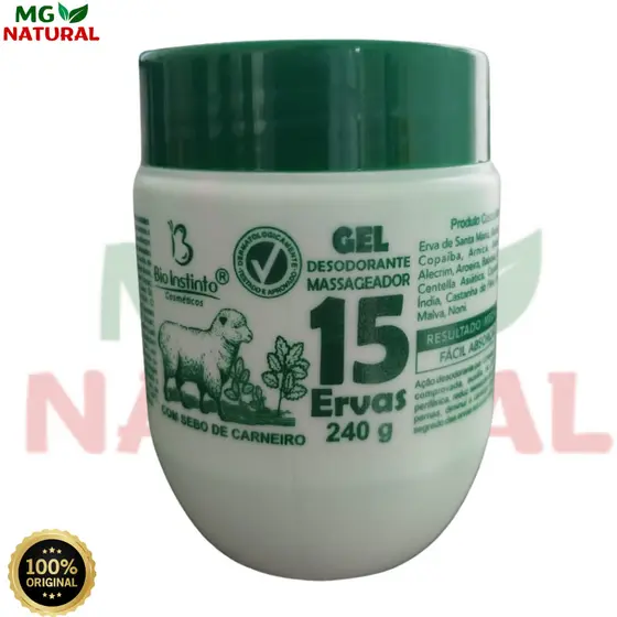 Gel Massageador 15 Ervas 240g Bio Instinto | Refrescante, Relaxante e Uso Diário