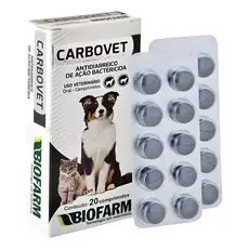 Carbovet com 10 comprimidos para Cães e Gatos - Biofarm
