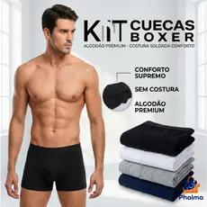 Kit Cuecas Boxer Algodão Premium - Costura Soldada Conforto - M ao G1