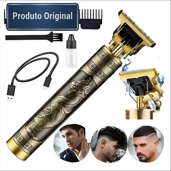 Maquina De Acabamento Barbeador Cortar Cabelo Hair Trimmer Dourado