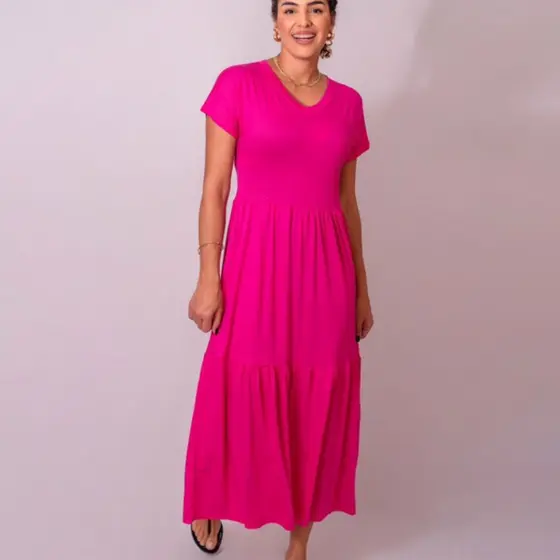 Vestido malha de manga moda evangélica vestido longo vestido gola v moda gestante vestido amamentação vestido três marias moda blogueira (209)