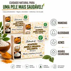 3 sabonetes clareadores açafrão dolomita e argila branca clareador de manchas e regiões escuras