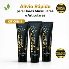 Kit 3 Fisiofort Premium  Pomada Original Bio Instinto | Alívio Rápido Dores Musculares e Articulares
