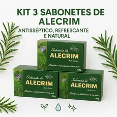 Kit 3 Sabonetes de Alecrim 90g – Antisséptico Natural, combate acne, controla oleosidade e hidrata