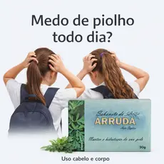 Sabonete de arruda prevenção pediculose piolho caspa odor coceiras corpo e cabelos