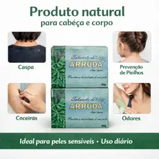 kit 2 sabonetes de arruda para piolhos coceiras caspas odores micoses e frieiras