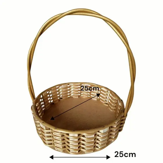 Kit 7  Cestas Redondas de Fibra Sintética 25x25x5cm para Decoração e Presentes