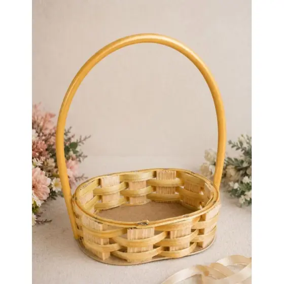 Kit 20  Cesta Decorativa  Fibra Sintética Cor Banana Oval 15x11cm – Ideal para Lembrancinhas, Presentes e Decoração