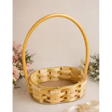 Kit 20  Cesta Decorativa  Fibra Sintética Cor Banana Oval 15x11cm – Ideal para Lembrancinhas, Presentes e Decoração