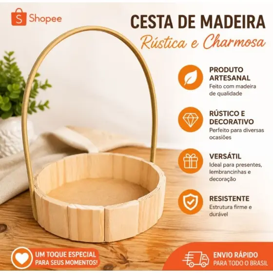 kit\6,cesta,Madeira, Redonda 20x20cm,