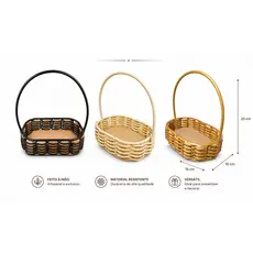 Kit 6, 8 e 10 Cestas Fraldeira Sintética Oval com Alça 22X15x5cm para Decoração e Presente