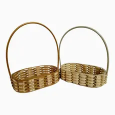 Kit  8 Cestas Oval Sintéticas cor Douradas e palha 22x15x5cm para Presentes e Decoração