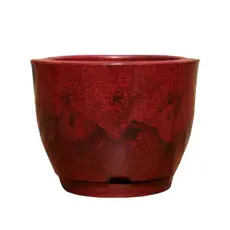 Vaso.de Plantas Naturais e Artificiais Bojo Redondo Marmorizado em vermelho Polietileno N1