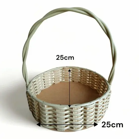 Kit Cesta redonda de fibra sintética 25cm. cor palha