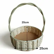 Kit Cesta redonda de fibra sintética 25cm. cor palha