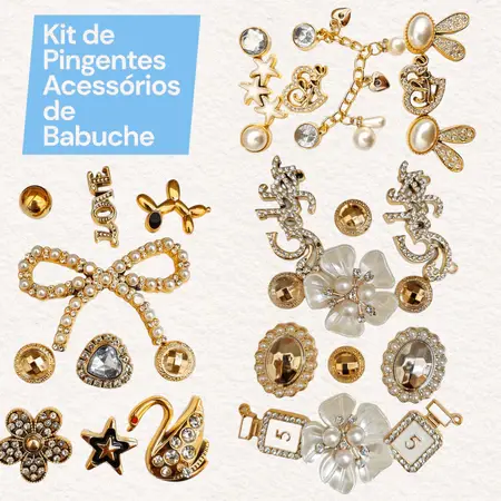 Pins Botons Acessórios para Babuche Feminina com Strass Diversos - Aleatórios
