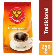 Café 3 Corações Tradicional Embalagem 250g.