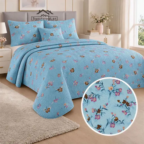 Colcha Cobre Leito 3 Pçs Matelassê Casal Queen Dupla Face