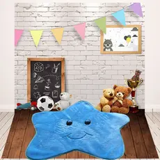 Tapete Para Quarto De Bebê Infantil Pelúcia Estrela Azul 68cm X 78cm