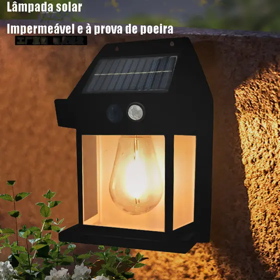 Luminaria  ARANDELA Solar PRETO Com Movimento Sensor Luz De Parede Lâmpada LED, Arandela, Luz Solar