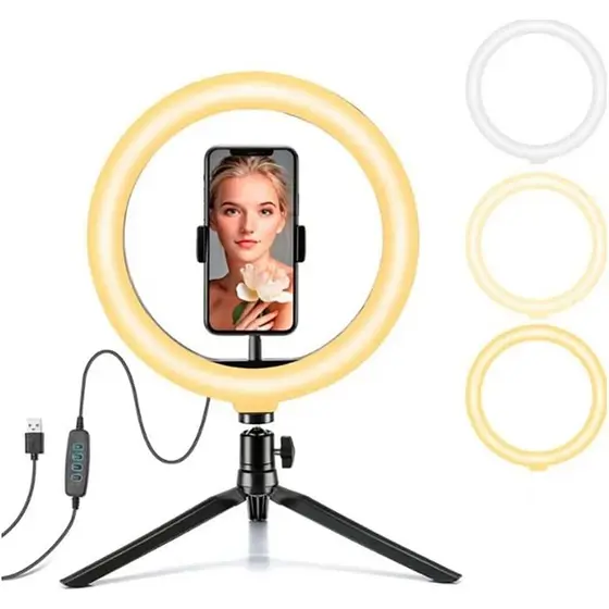 Iluminador Ring Light 6 ou 10 Polegadas Com - Ideal Para Influenciador Digital, Video Conferencia