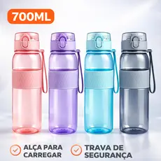 Garrafa 700ml Esportiva com Alça e Trava de Segurança | Não Vaza | Ideal Academia e Dia a Dia