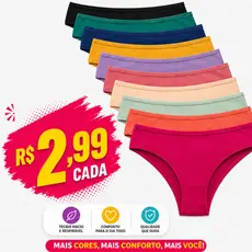 Kit Calcinhas Adulto Tanga Confortável Microfibra ou Algodão