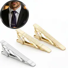 Kit 3 Prendedor De Gravata Slim e Semi Slim Material de Qualidade Prata e Dourado