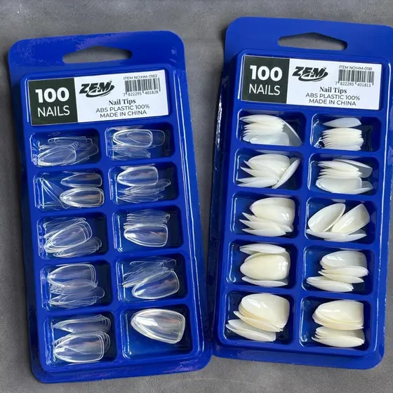 Kit 100 unhas postiças Amendoada Gota d'águaLeitosa Transparente HM-0181
