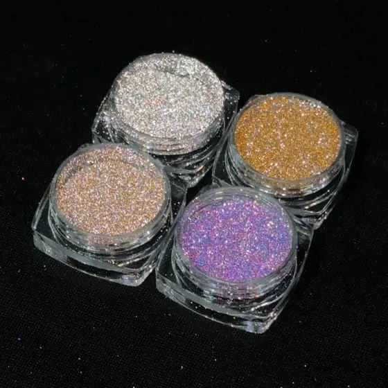 Kit c/4/6/12Glitter Ultra Refletivo Unhas Flash Prata Dourado ROXO Diamante Cristal Nail art HM-0732